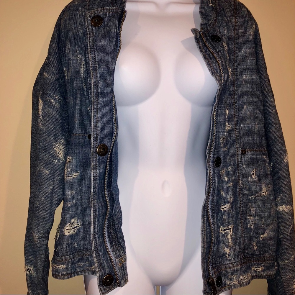 FREE PEOPLE Distressed Denim Jacket - Picture 5 of 7